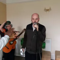 One of the residents singing